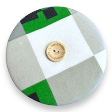 Load image into Gallery viewer, Upcycled double sided round padded playing card holder for kids or adults BLUE BLOCK MAN
