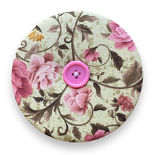 Load image into Gallery viewer, Upcycled double sided round padded playing card holder for kids or adults PASTEL FLORALS
