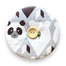 Load image into Gallery viewer, Upcycled double sided round padded playing card holder for kids or adults WOODLAND BEARS
