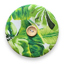 Load image into Gallery viewer, Upcycled double sided round padded playing card holder for kids or adults TREES &amp; PLANTS
