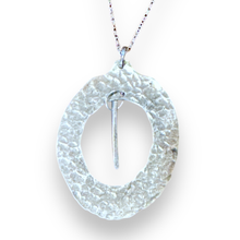 Load image into Gallery viewer, Stunning upcycled repurposed hammered silver plated pendant necklace made from vintage spoon
