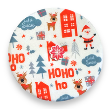 Load image into Gallery viewer, Upcycled double sided round padded playing card holder for kids or adults CHRISTMAS
