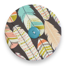 Load image into Gallery viewer, Upcycled double sided round padded playing card holder for kids or adults FLOWERS
