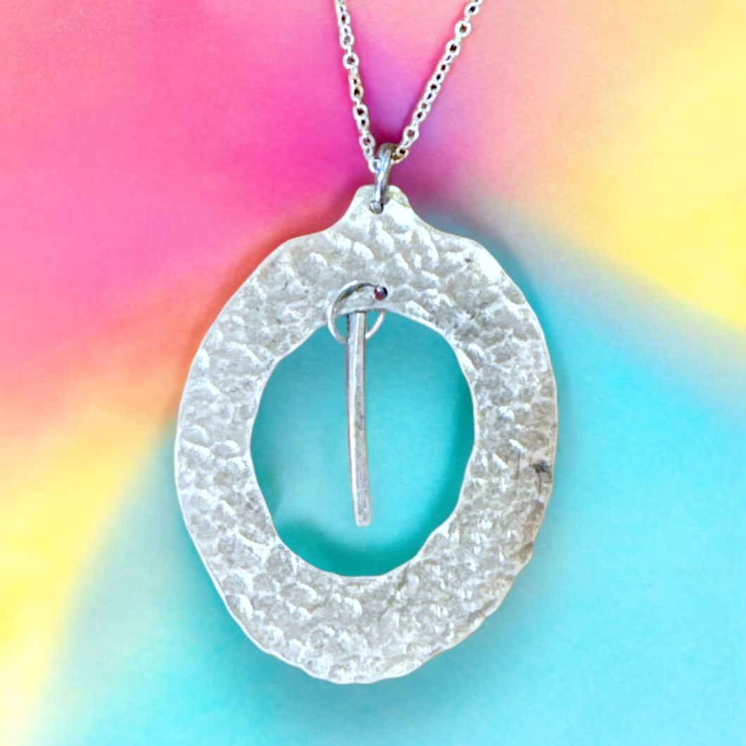 Stunning upcycled repurposed hammered silver plated pendant necklace made from vintage spoon