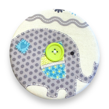Load image into Gallery viewer, Upcycled double sided round padded playing card holder for kids or adults ELEPHANT

