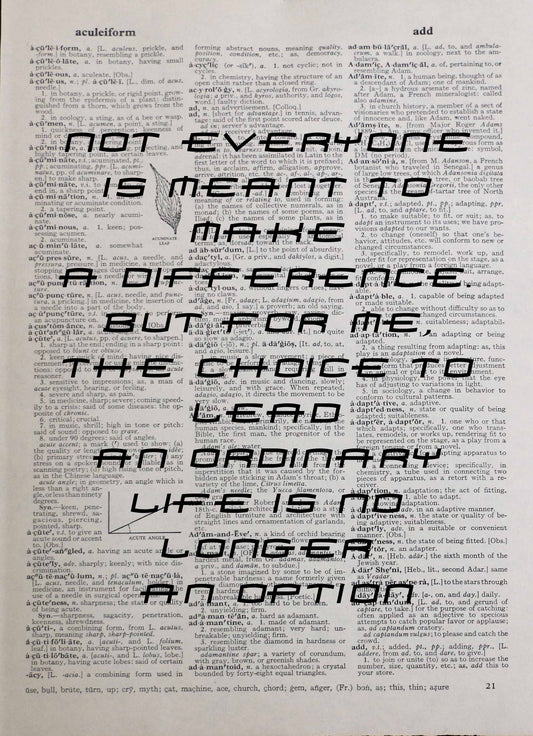 Make a difference inspirational quote personalised customisable vintage dictionary print