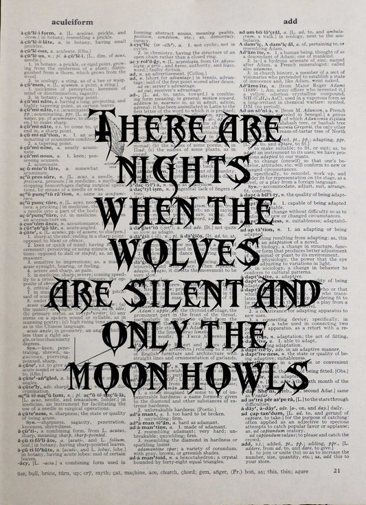 Wolves & Moon inspirational quote personalised customisable vintage dictionary print