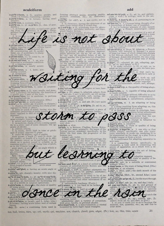 LIFE STORMS personalised customisable inspirational quote vintage dictionary print