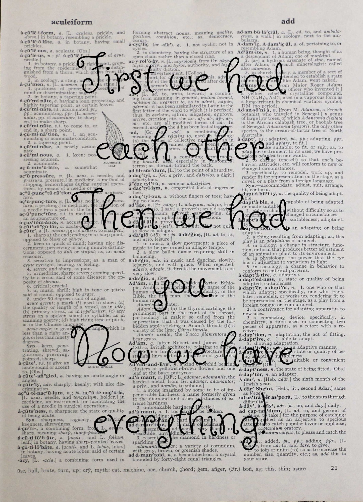 BABY shower birth personalised customisable inspirational quote vintage dictionary print