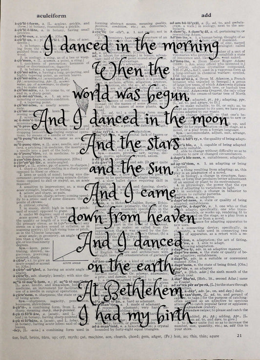 LORD OF THE DANCE wedding personalised customisable inspirational quote vintage dictionary print