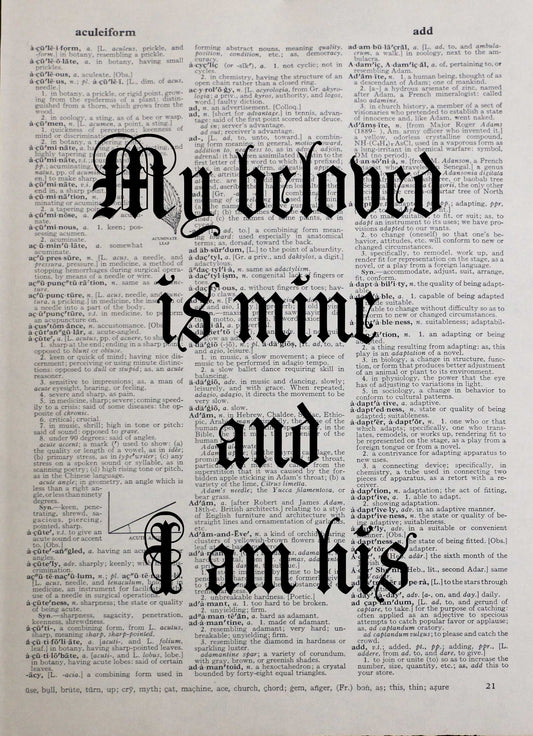 MY BELOVED wedding personalised customisable inspirational quote vintage dictionary print