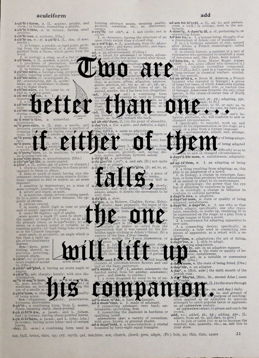 TWO ARE BETTER THAN ONE personalised customisable inspirational quote vintage dictionary print
