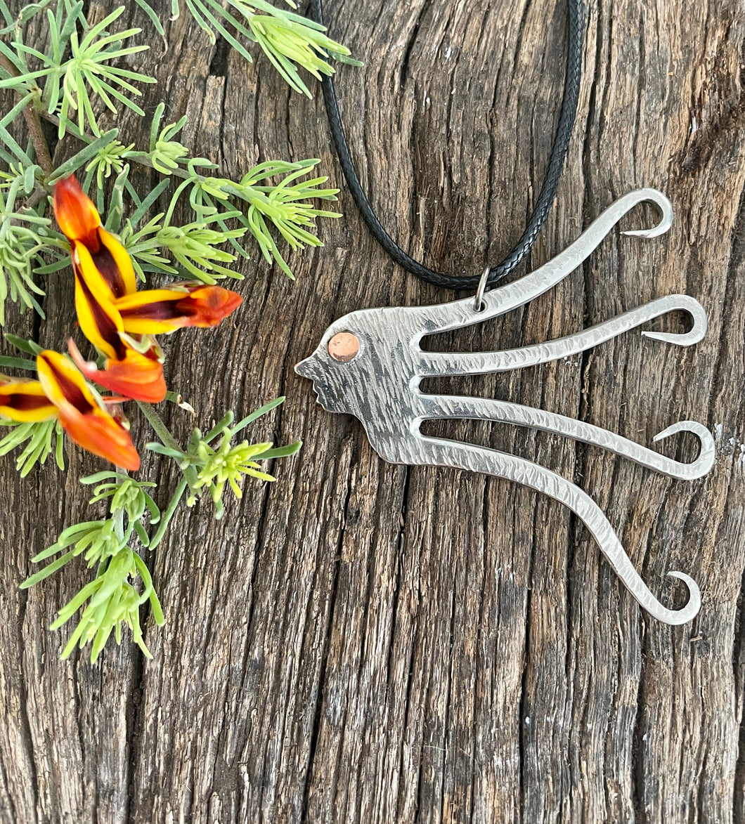 Gorgeous upcycled repurposed steampunk textured silver plated mermaid or Medusa pendant made from upcycled cutlery