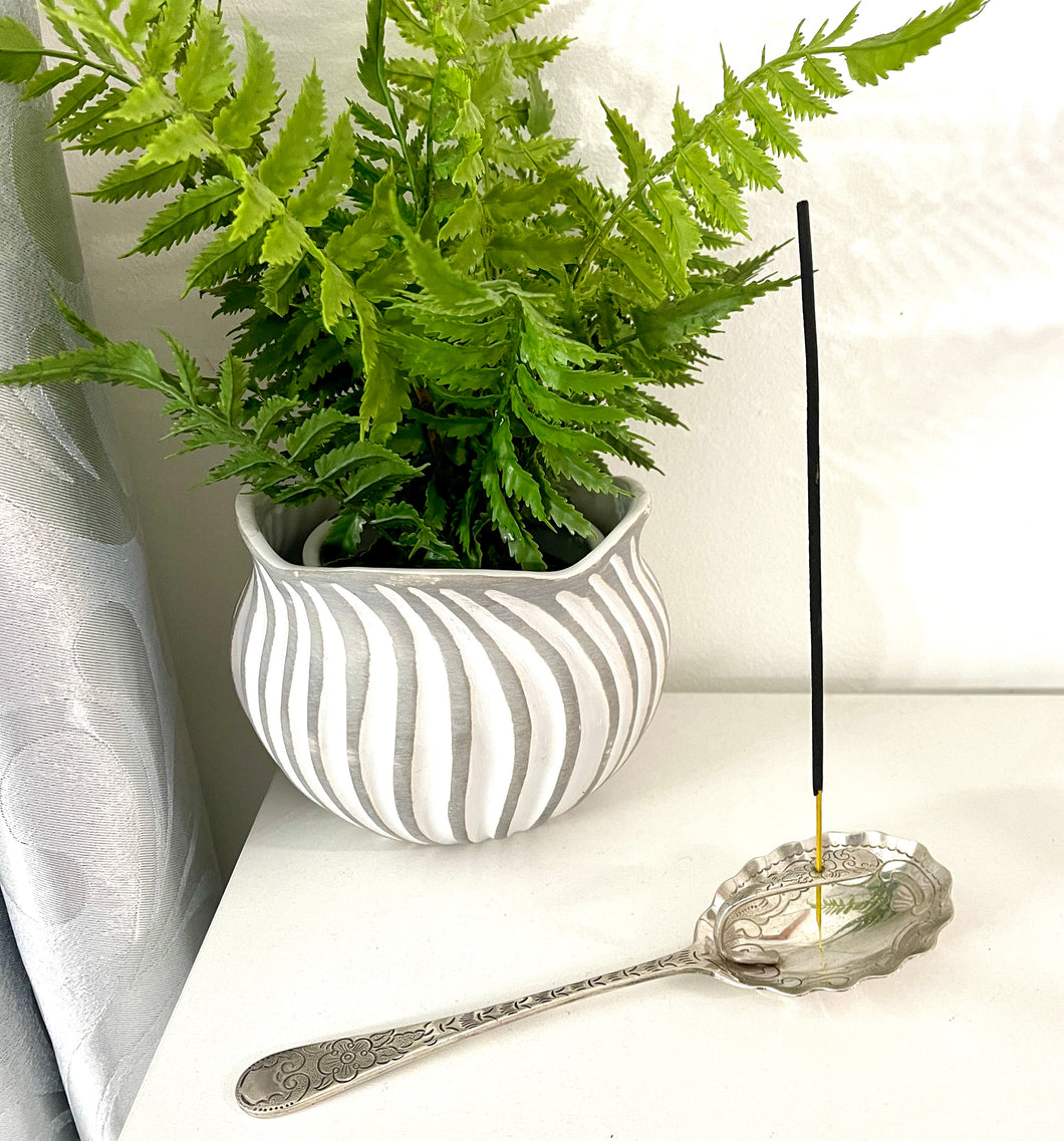 Gorgeous and unique upcycled super pretty silver plate incense stick holder