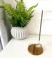 Load image into Gallery viewer, Gorgeous and unique upcycled wood &amp; silver plate incense stick holder
