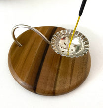 Load image into Gallery viewer, Gorgeous and unique upcycled wood &amp; silver plate incense stick holder
