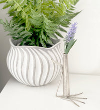 Load image into Gallery viewer, Beautiful upcycled silver plated steampunk style bud vase handmade from vintage cutlery
