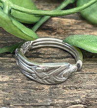 Load image into Gallery viewer, Fab APOSTLE upcycled repurposed silver plated ring made from vintage cutlery S Size O approx
