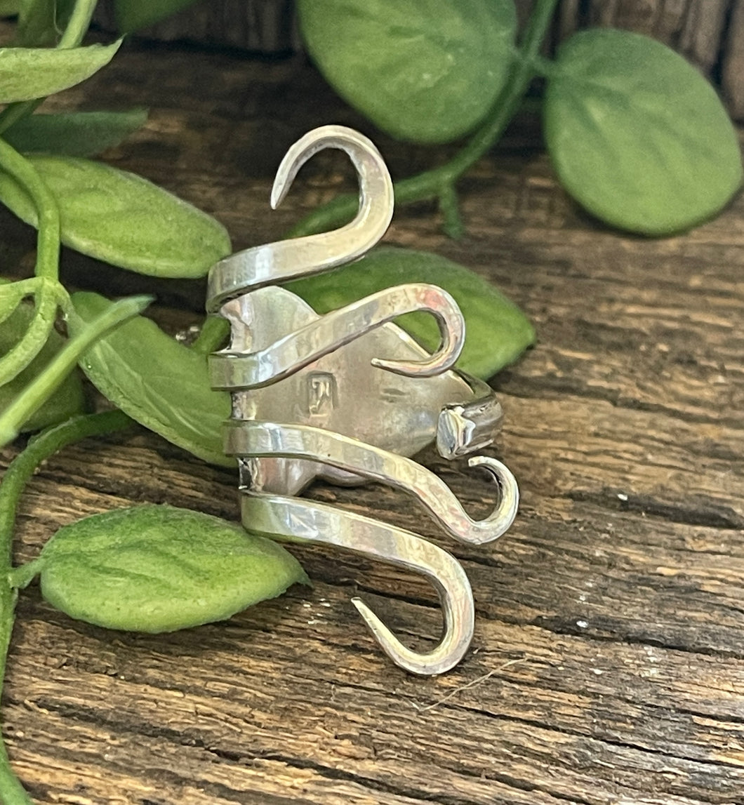 Stunning Celtic upcycled repurposed silver-plated ring made from vintage cutlery M Size O-O1/2 approx