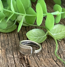 Load image into Gallery viewer, Gorgeous upcycled repurposed silver-plated ring made from vintage cutlery M Size Q-Q1/2 approx
