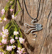 Load image into Gallery viewer, Gorgeous upcycled repurposed steampunk silver plated fish pendant made from upcycled cutlery
