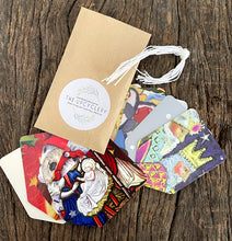 Load image into Gallery viewer, Set of 10 gorgeous Christmas theme gift tags from upcycled greetings cards
