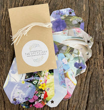 Load image into Gallery viewer, Set of 10 gorgeous any occasion gift tags from upcycled greetings cards
