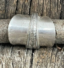 Load image into Gallery viewer, Eyecatching steampunk upcycled repurposed silver plated ring made from vintage spoon approx size Y Z
