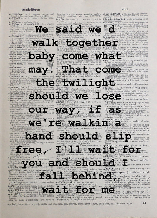 BRUCE SPRINGSTEEN Should I Fall Behind personalised customisable song lyrics vintage dictionary print