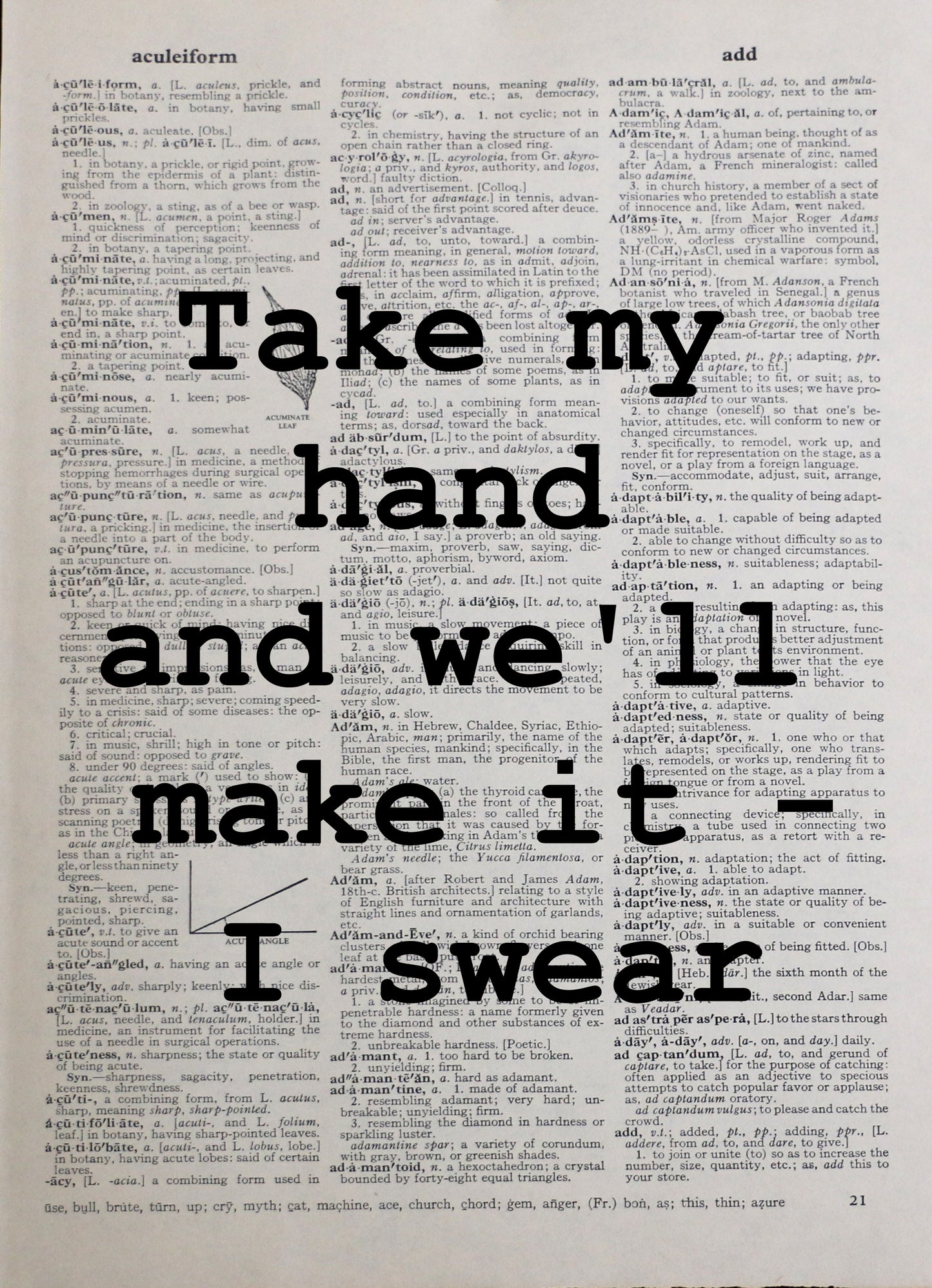 BON JOVI Living On A Prayer personalised customisable song lyrics vintage dictionary print