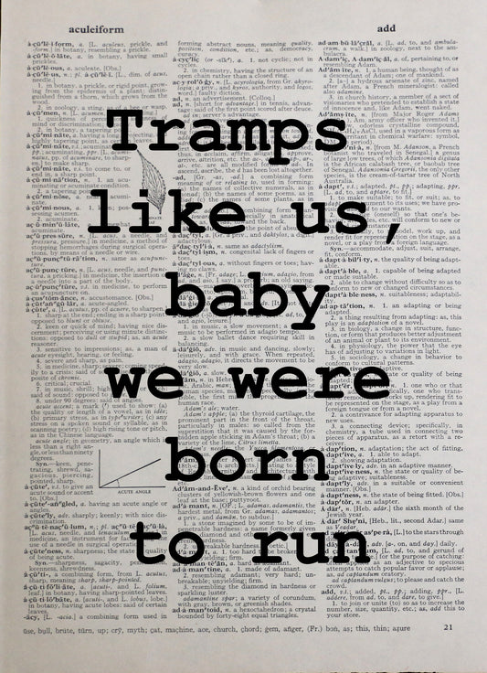 BRUCE SPRINGSTEEN  Born To Run personalised customisable song lyrics vintage dictionary print