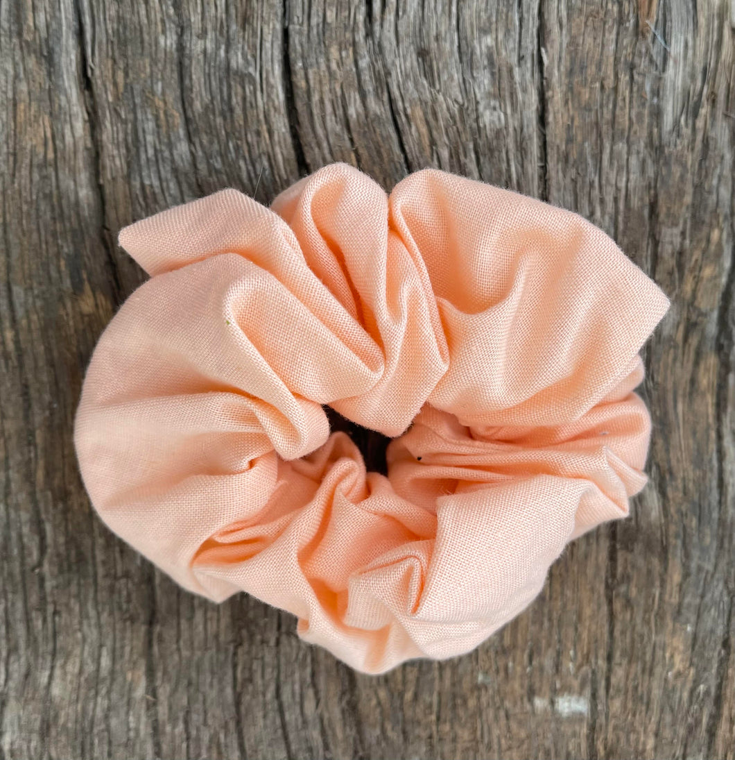 Gorgeous upcycled peach floral elasticated hair tie fabric scrunchie