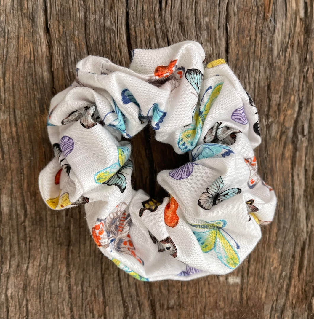 Gorgeous upcycled butterfly elasticated hair tie fabric scrunchie